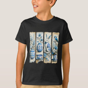 Camiseta Cute Blue Jay Easter Bunny Eggers Flores Ripped Pa