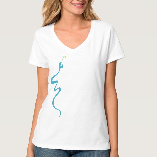 Camiseta Cute Blue Loving Cartoon Snake (Anverso)
