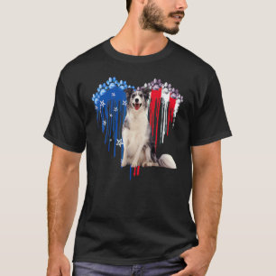 Camiseta Cute Blue Merle Collie Dog Usa Heart America 4O