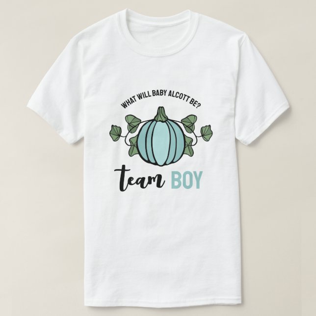 Camiseta Cute Blue Pumpkin Team Boy Gender Revelar (Diseño del anverso)