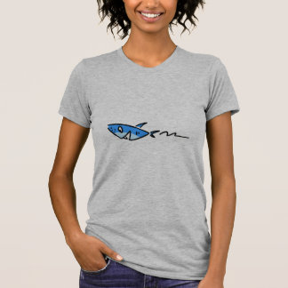 Camiseta Cute Blue Shark Cartoon T-Shirt – Minimalist Ocean