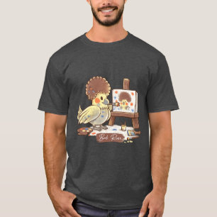 Camiseta Cute Bob Ross Cockatiel Pintura Pájaro Artista Cam