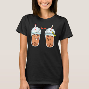 Camiseta Cute Boba Bubble Milk Tea Couple por San Valentín