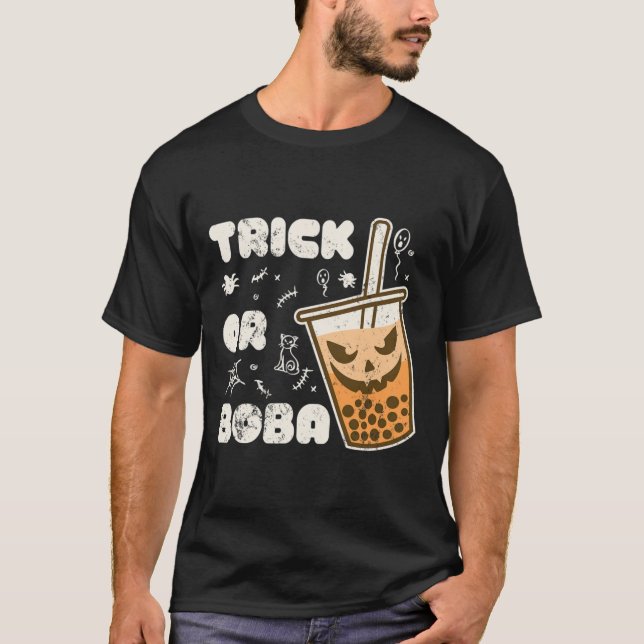 Camiseta Cute Boba Bubble Tea Scary Halloween Spkin (Anverso)