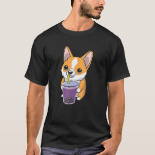 Camiseta Cute Boba Corgi Perro Burbuja Té de leche
