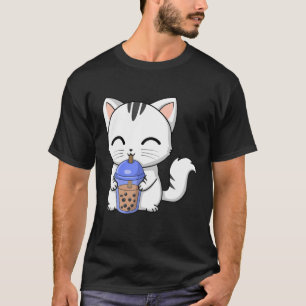 Camiseta Cute Boba Kitty Cat Bubble Pearl Tea Kawaii