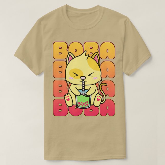 Camiseta Cute Boba Tea Cat (Diseño del anverso)