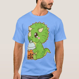 Camiseta Cute Boba Triceratops Dinosaur Thai Iced Bubble Mi