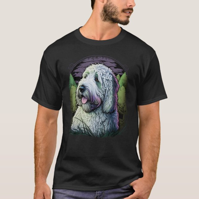 Camiseta Cute Bobtail Dog on Old English Sheepdog (Anverso)