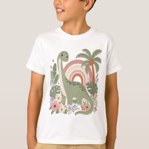 Camiseta Cute Boho Dinosaur Pastel Rainbow Dino Floral