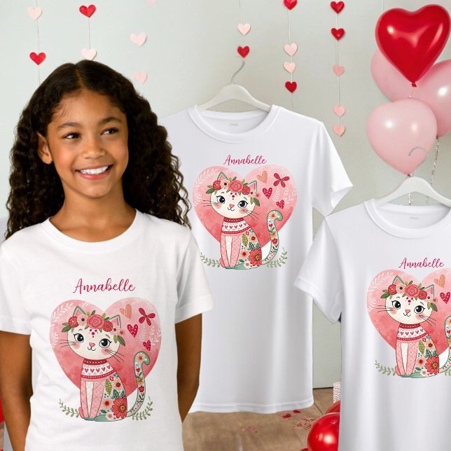 Camiseta Cute Boho Valentine Cat (Subido por el creador)