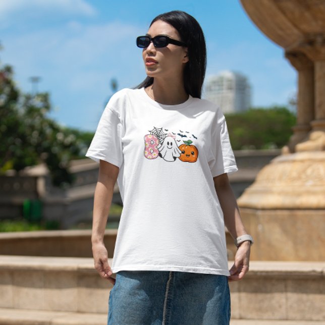 Camiseta Cute Boo Halloween Floral Ghost & Pumpkin Fall (Subido por el creador)