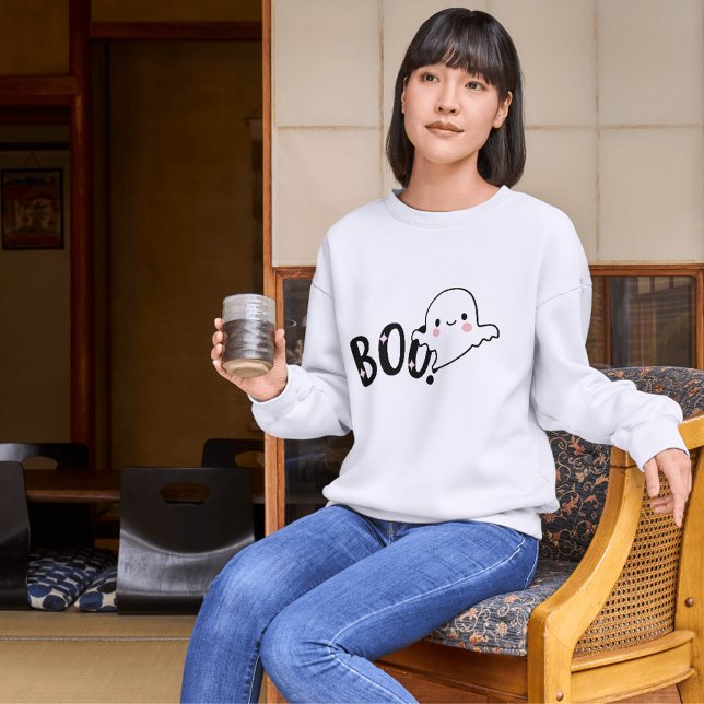 Camiseta Cute Boo negro y blanco Funny Ghost Halloween (Subido por el creador)