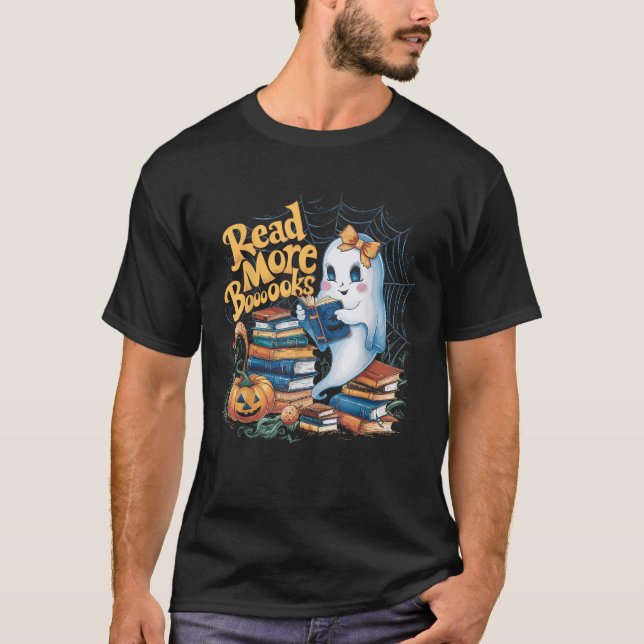 Camiseta Cute Books Ghost Leer más libros Gracioso Profesor (Anverso)