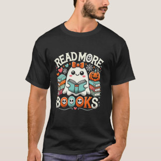 Camiseta Cute Books Ghost Leer más libros Gracioso Profesor