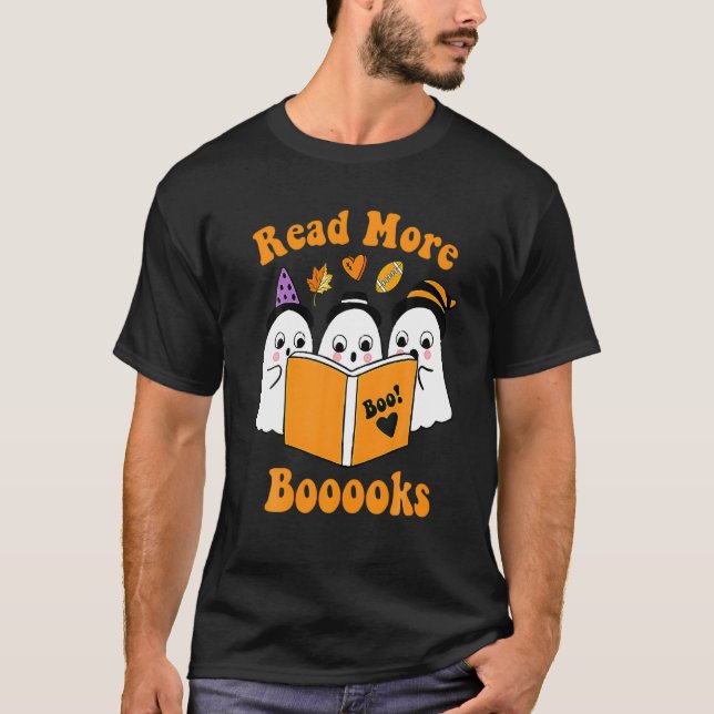 Camiseta Cute Booooks Ghost Leer más libros Gracioso Profes (Anverso)