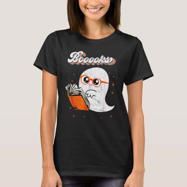 Camiseta Cute Booooks Ghost Read More Books Funny Teacher H (Anverso)