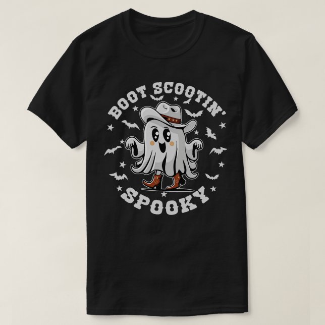 Camiseta Cute Boot Scootin Spooky Halloween Ghost Kids Chic (Diseño del anverso)