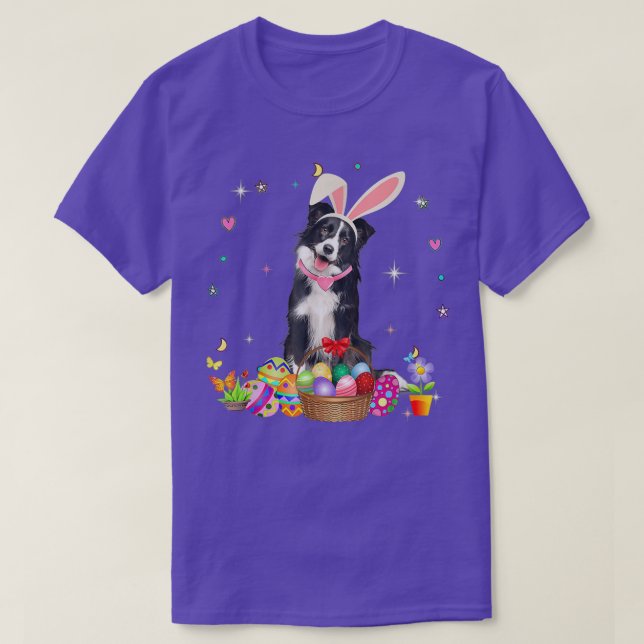 Camiseta Cute Border Collie Easter Day Bunny Eggs Easter Wo (Diseño del anverso)