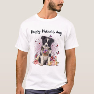 Camiseta Cute Border Collie Mom Flower Feliz Día de la Madr