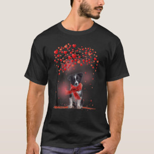 Camiseta Cute Border Collie San Valentín Árbol del Amor - P