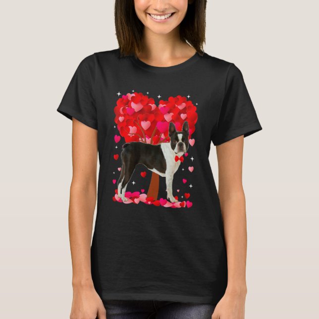 Camiseta Cute Boston Terrier Dog Valentines Day Heart Puppy (Anverso)