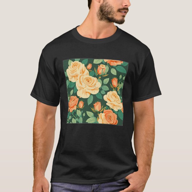 Camiseta Cute Botanical Roses Illustration Gorgeous Flower  (Anverso)