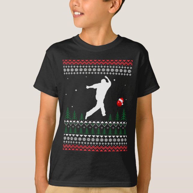 Camiseta Cute Bowling Player Santa Claus Hat Ugly Christmas (Anverso)
