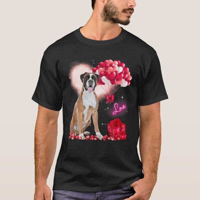 Camiseta Cute Boxer Balloon El día de San Valentín Valentin (Anverso)