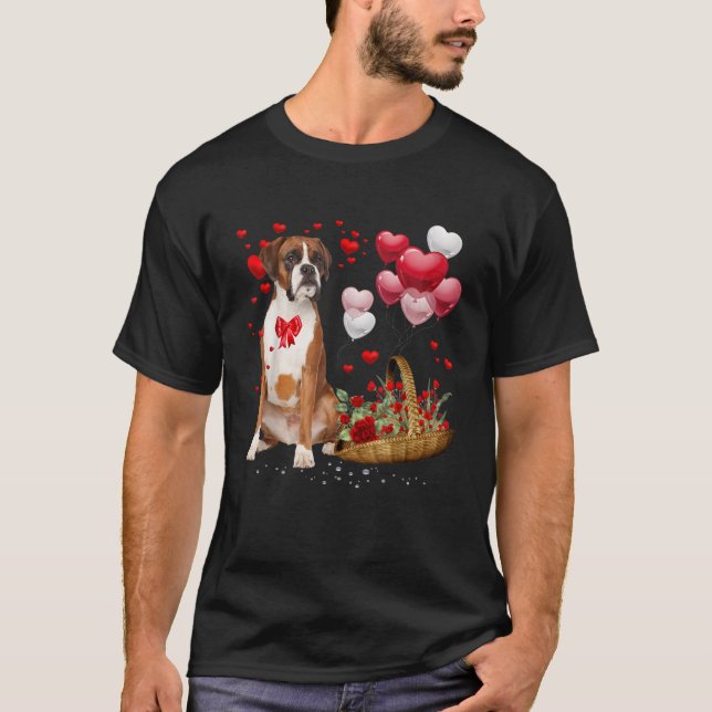 Camiseta Cute Boxer Dog Balón Valent Día de San Valentín Co (Anverso)