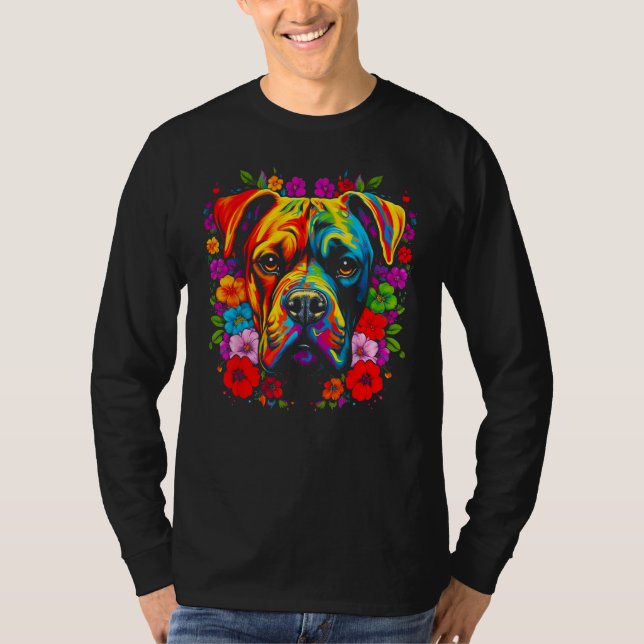 Camiseta Cute Boxer Dog Flowers (Anverso)
