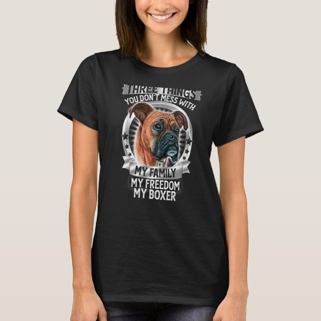 Camiseta Cute Boxer Dog Freedom Family Puppy (Anverso)