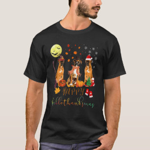 Camiseta Cute Boxer Dog Happy Hallothanksmas Family Xmas P