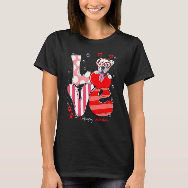 Camiseta Cute Boxer Dog Love Valentine (Anverso)
