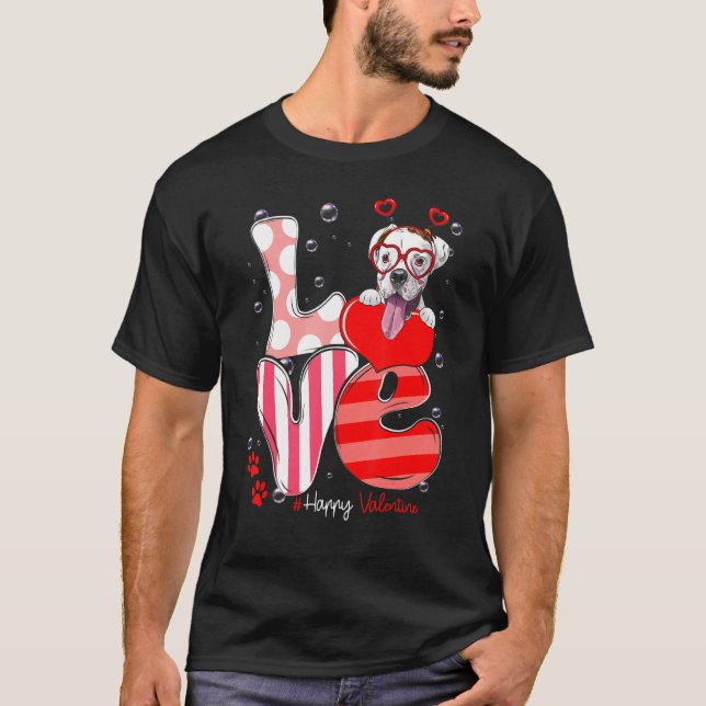 Camiseta Cute Boxer Dog Love Valentine (Anverso)