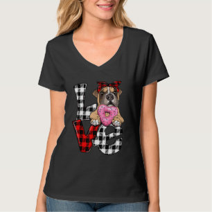 Camiseta Cute Boxer Dog Lover Heart Plaid Día de San Valent