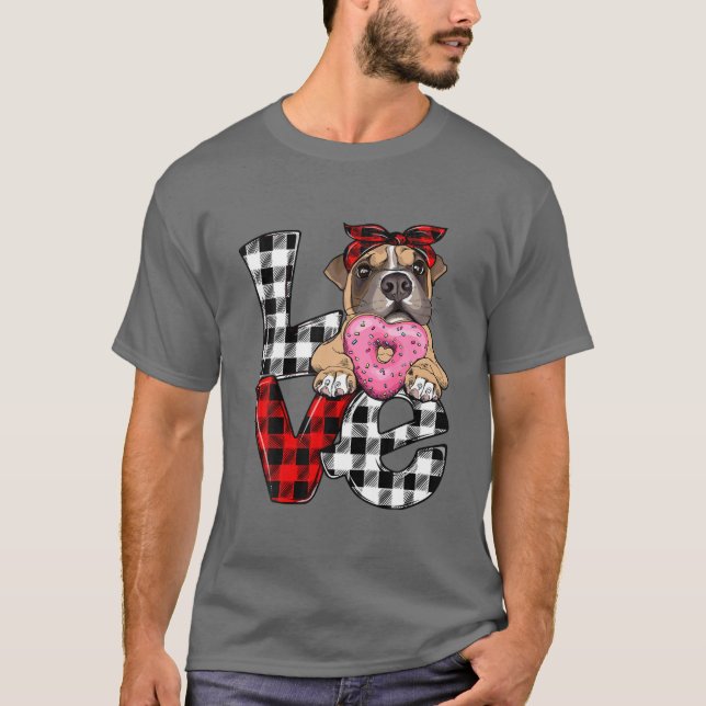 Camiseta Cute Boxer Dog Lover Heart Plaid Día de San Valent (Anverso)