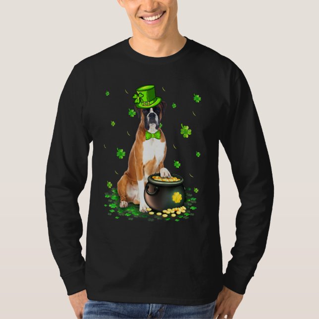 Camiseta Cute Boxer Dog Lover St Patricks Day Shamrock (Anverso)
