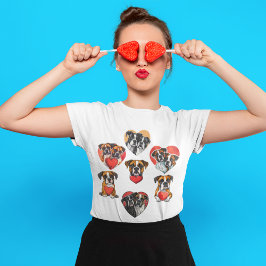 Camiseta Cute Boxer Dog Valentine Watercolor mujeres