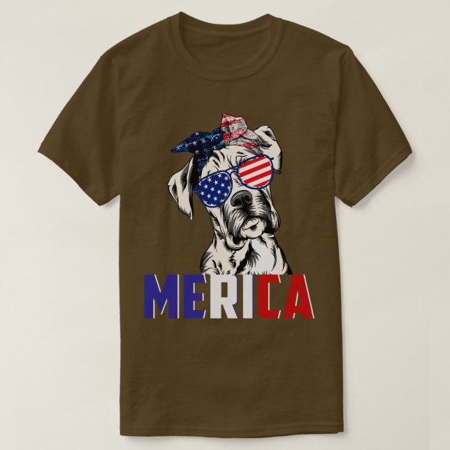 Camiseta Cute Boxer Merica 4 De Julio Perro Americano Cacho (Diseño del anverso)