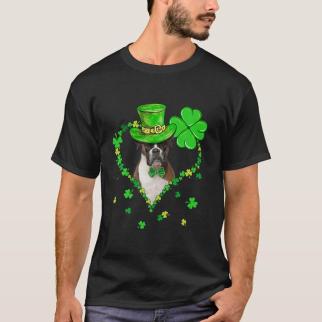 Camiseta Cute Boxer Saint Patrick's Day Dogs Dad Mom (Anverso)