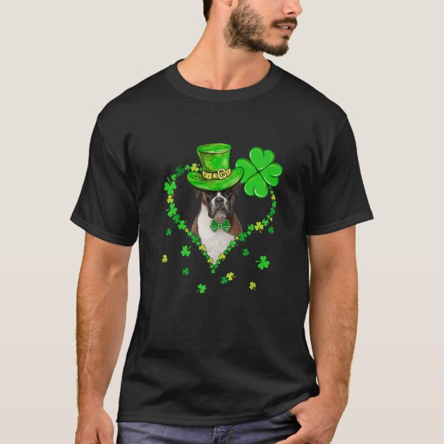 Camiseta Cute Boxer Saint Patrick's Day Perros Papá Mamá (Anverso)