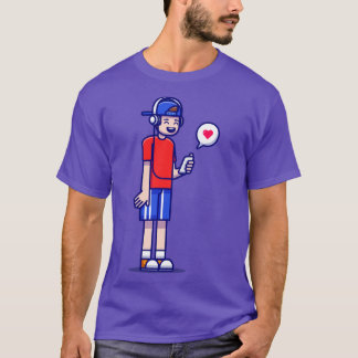 Camiseta Cute Boy Listening Music With Headphone Cartoon