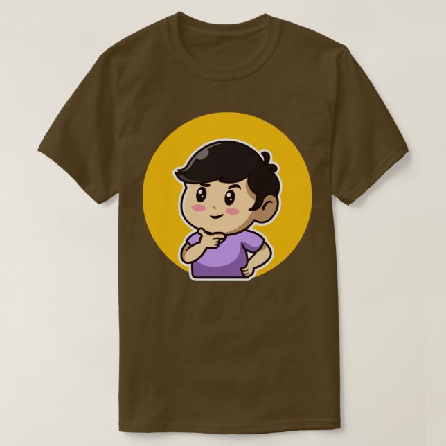 Camiseta Cute Boy Thinking Cartoon Illustration (Diseño del anverso)