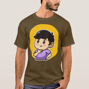 Camiseta Cute Boy Thinking Cartoon Illustration