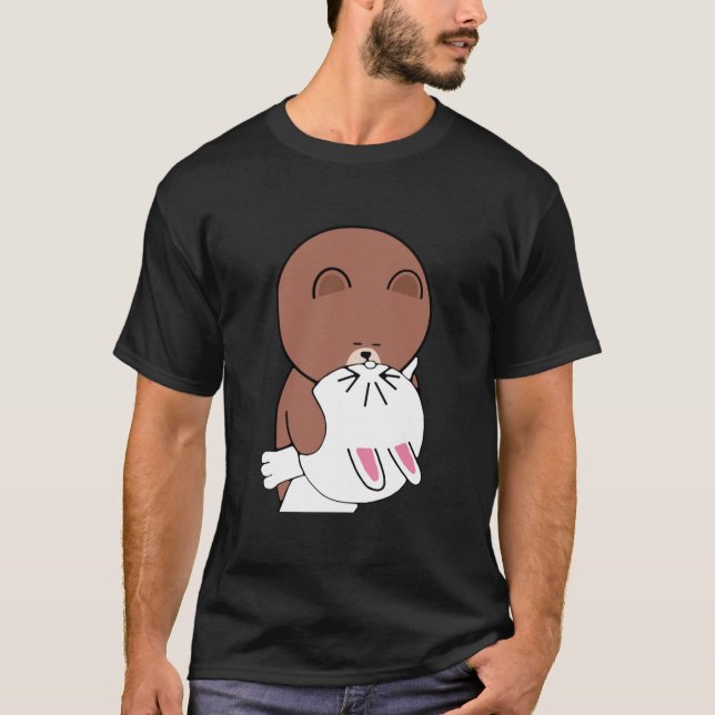 Camiseta Cute brown bear cony bunny rabbit the kiss Classic (Anverso)
