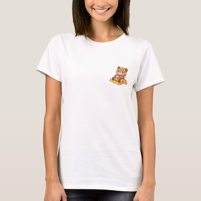 Camiseta Cute Brown Bear Covered in Dripping Honey (Anverso)