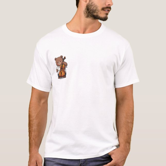 Camiseta Cute Brown Bear Playing Cello Musical (Anverso)