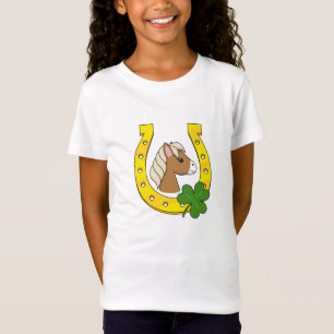 Camiseta Cute Brown Horse con zapato de caballo dorado, Sha