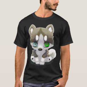 Camiseta Cute Brown Husky Heterocromia